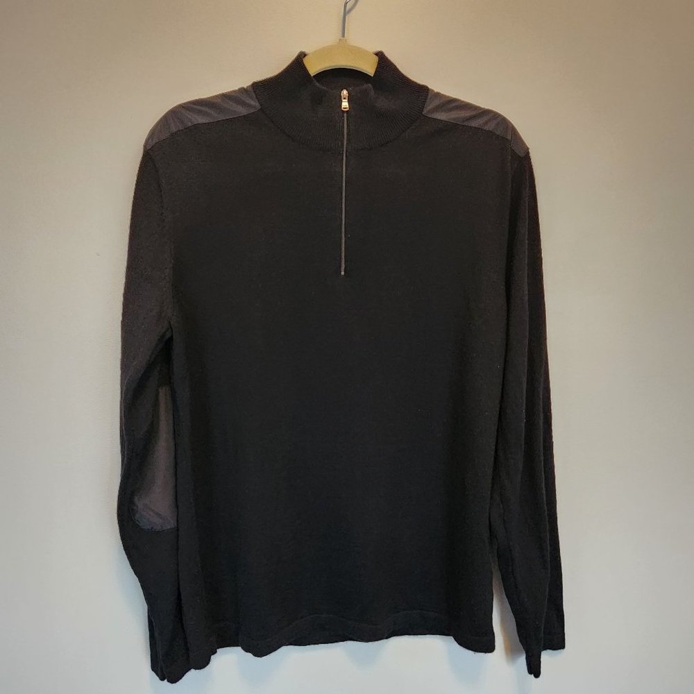 Michael Kors quarter zip wool blend black sweater Size Large